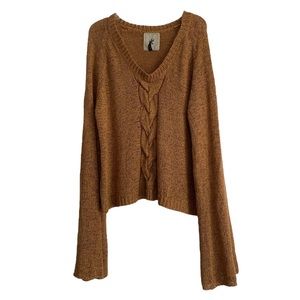 One Teaspoon Brown Knit Sweater with Wide Sleeves Boho Chic Size S